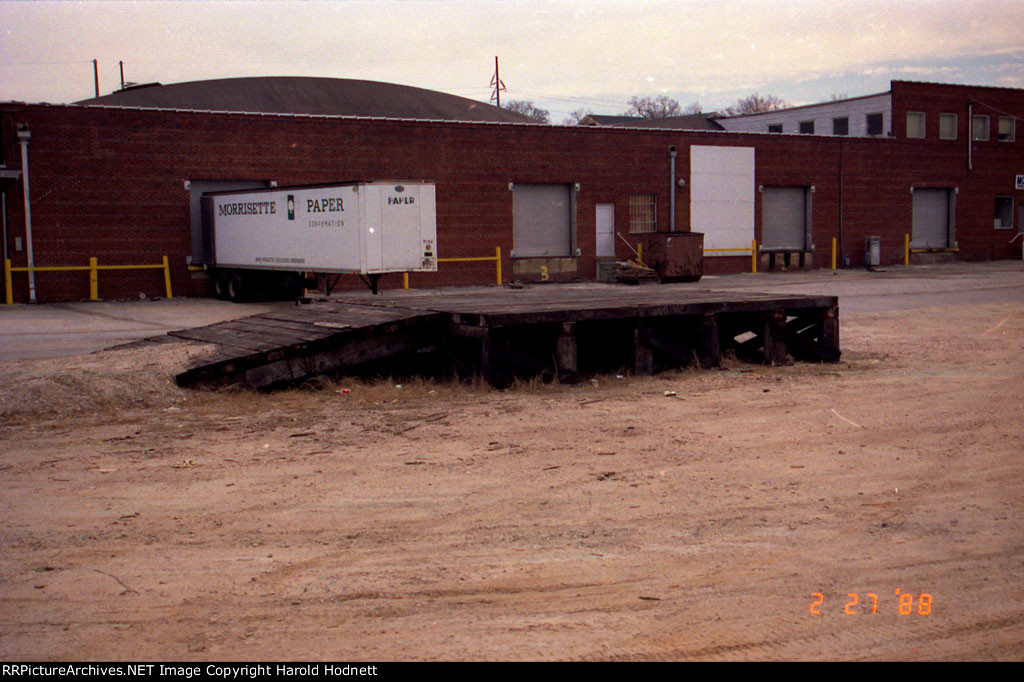 Old loading ramp and warehouse buildings